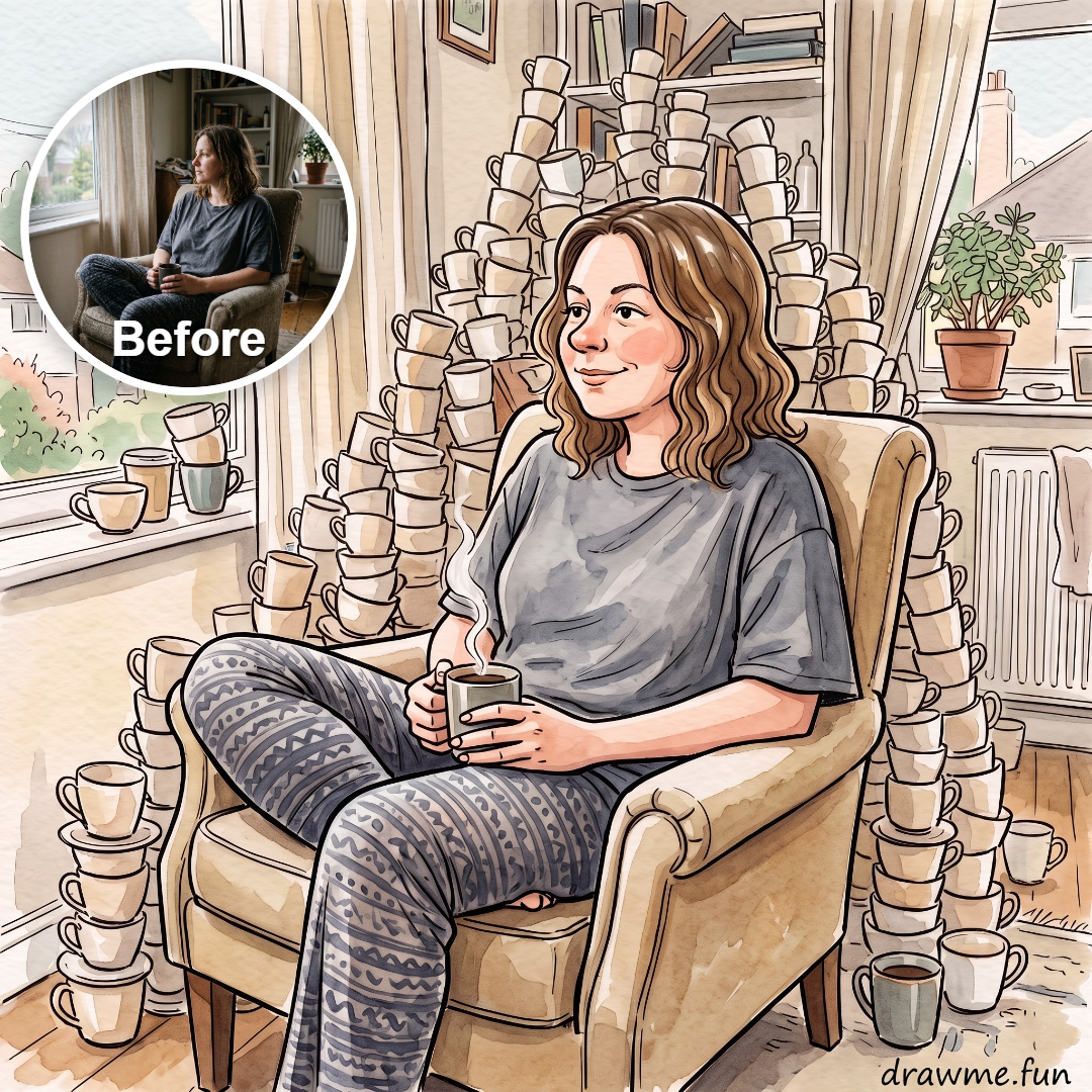 Custom cosy mug caricature example